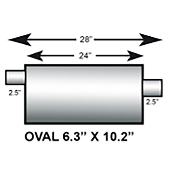 6.3" x 10.2" Oval Muffler - 28"
