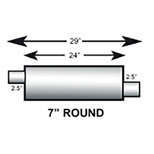 7" Round Stainless Steel Muffler - 29"